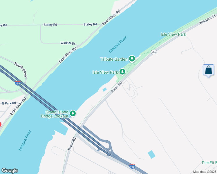map of restaurants, bars, coffee shops, grocery stores, and more near 4620 River Road in Tonawanda