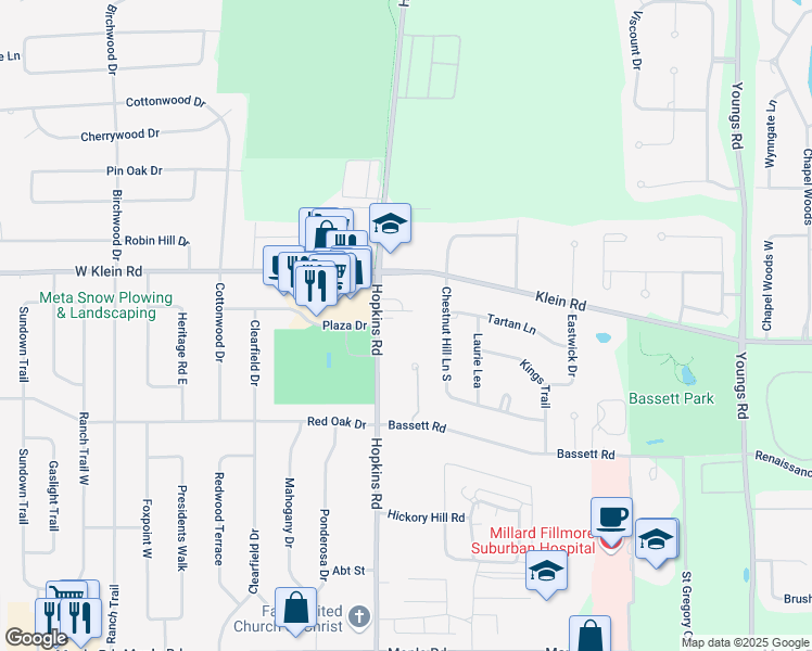 map of restaurants, bars, coffee shops, grocery stores, and more near 815 Hopkins Road in Buffalo
