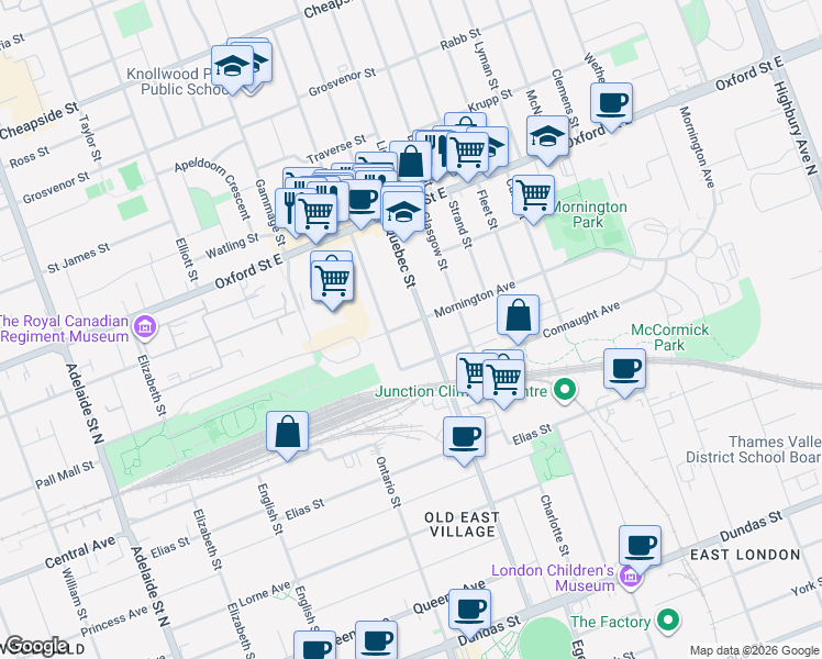 map of restaurants, bars, coffee shops, grocery stores, and more near 337 Mornington Avenue in London