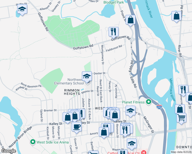 map of restaurants, bars, coffee shops, grocery stores, and more near 356 Reed Street in Manchester