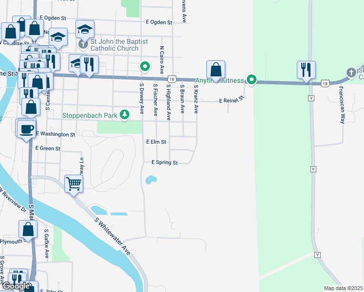 map of restaurants, bars, coffee shops, grocery stores, and more near 631 Theodore Street in Jefferson