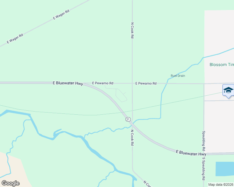 map of restaurants, bars, coffee shops, grocery stores, and more near 890 North Cook Road in Pewamo