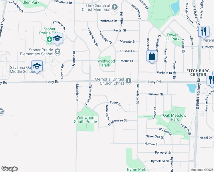 map of restaurants, bars, coffee shops, grocery stores, and more near 2678 Norwich Street in Fitchburg