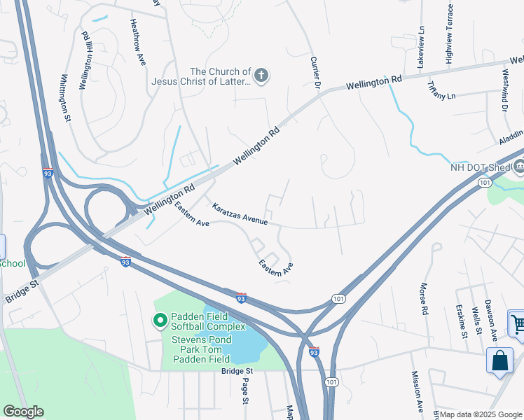 map of restaurants, bars, coffee shops, grocery stores, and more near 98 Karatzas Avenue in Manchester