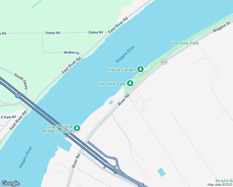 map of restaurants, bars, coffee shops, grocery stores, and more near 4620 River Road in Tonawanda