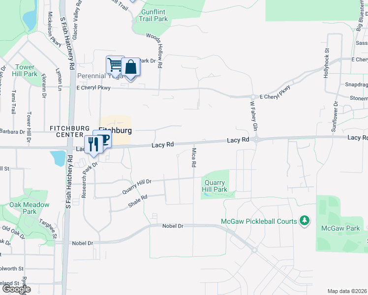 map of restaurants, bars, coffee shops, grocery stores, and more near 2680 Granite Circle in Fitchburg