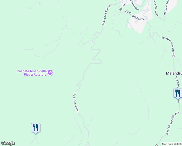 map of restaurants, bars, coffee shops, grocery stores, and more near 11 Via San Bernardino in Provincia di Perugia