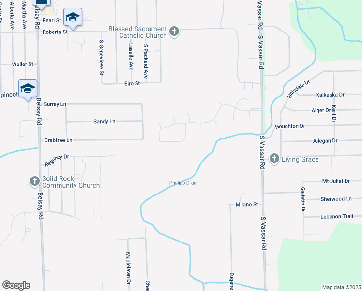 map of restaurants, bars, coffee shops, grocery stores, and more near 6270 Hidden Trail in Burton
