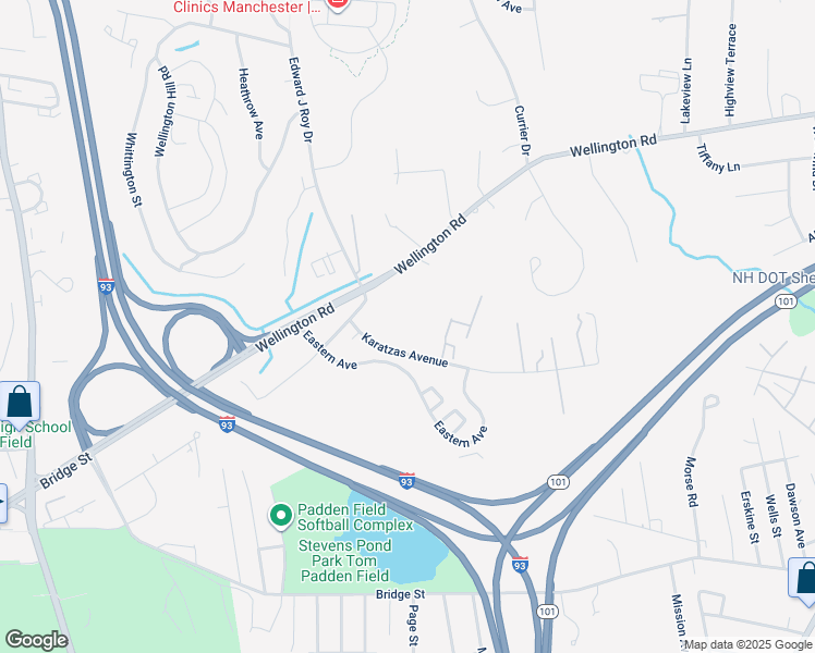 map of restaurants, bars, coffee shops, grocery stores, and more near 82 Karatzas Avenue in Manchester