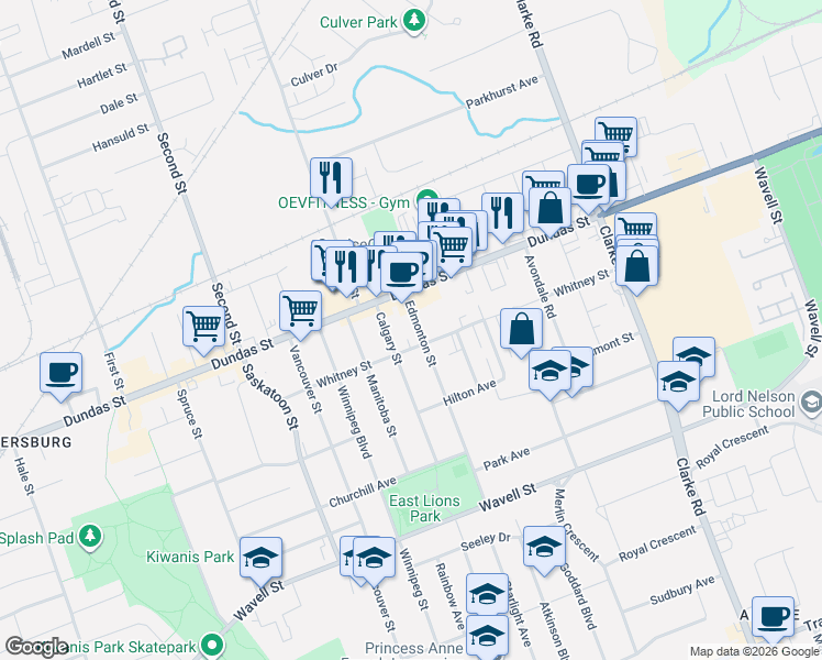map of restaurants, bars, coffee shops, grocery stores, and more near 383 Edmonton Street in London