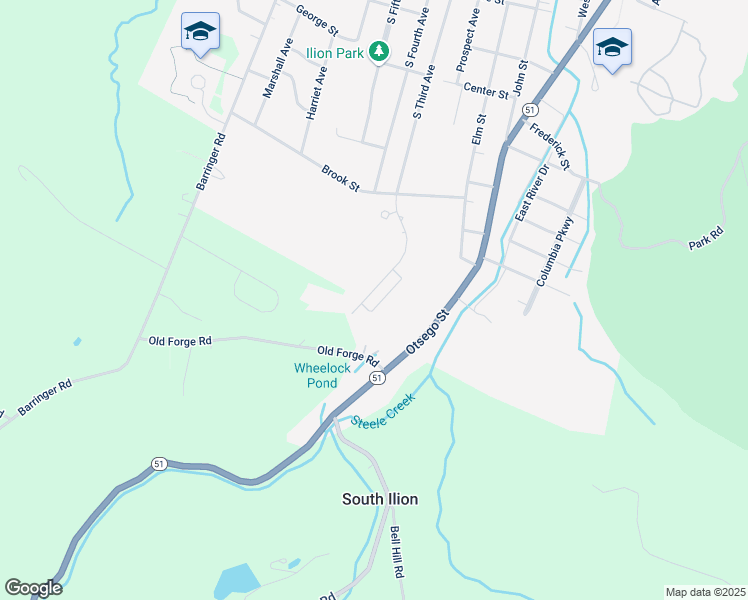 map of restaurants, bars, coffee shops, grocery stores, and more near 17 Forge Hill Drive in Ilion