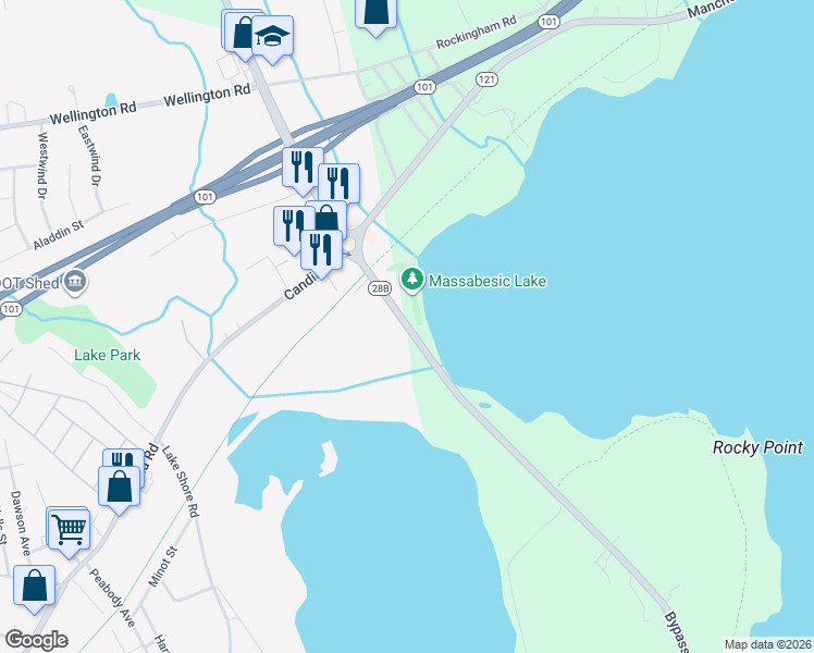 map of restaurants, bars, coffee shops, grocery stores, and more near 0 Londonderry Turnpike in Auburn