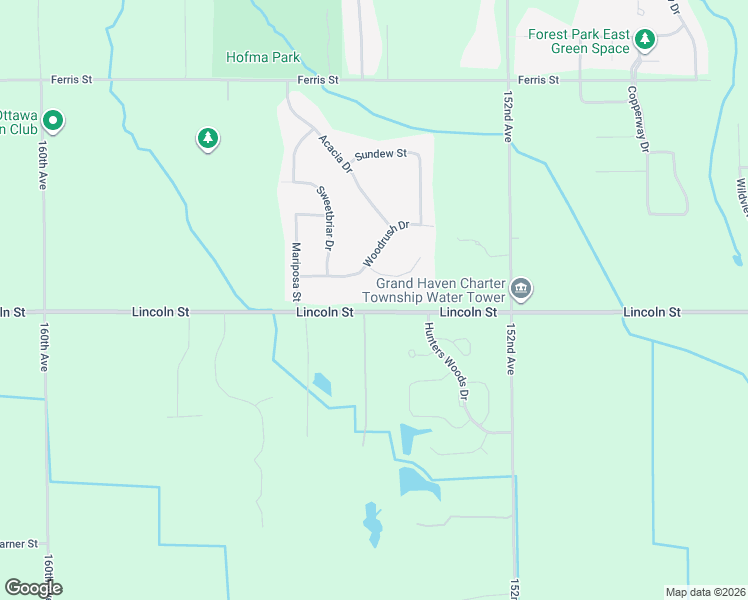 map of restaurants, bars, coffee shops, grocery stores, and more near 13024 Woodrush Court in Grand Haven