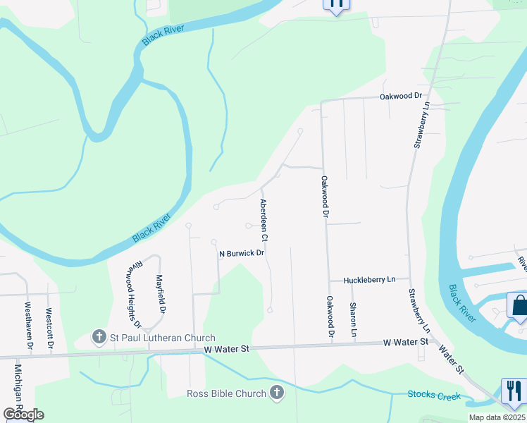 map of restaurants, bars, coffee shops, grocery stores, and more near 3200 Aberdeen Court in Port Huron