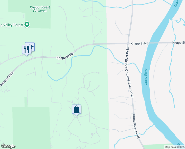 map of restaurants, bars, coffee shops, grocery stores, and more near 2121 Winding Oak Trail Northeast in Ada