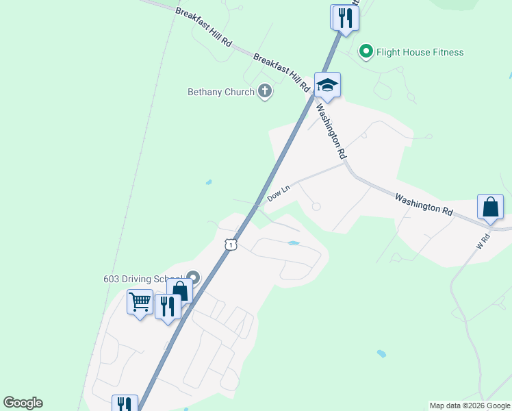 map of restaurants, bars, coffee shops, grocery stores, and more near 363 Lafayette Road in Rye