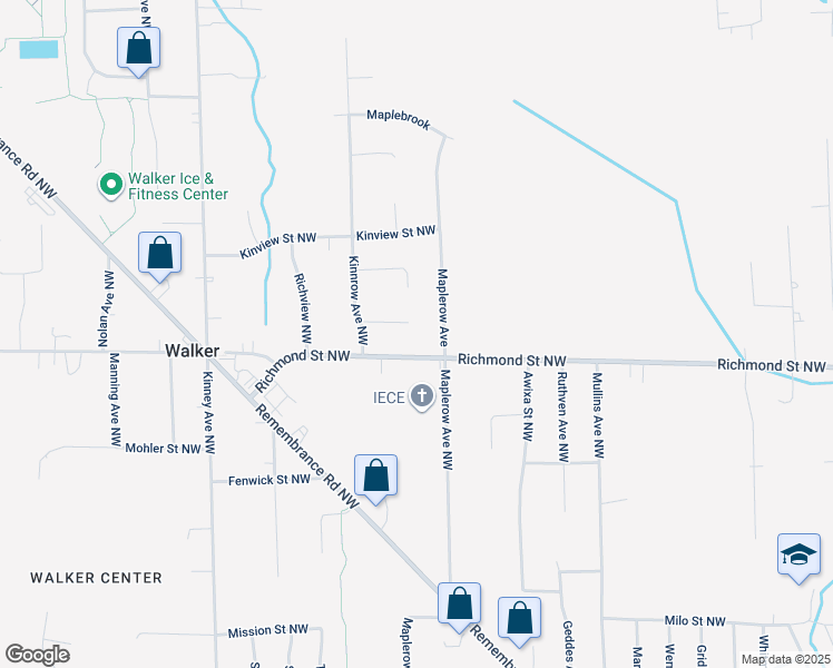 map of restaurants, bars, coffee shops, grocery stores, and more near 3684 Dublin Street Northwest in Grand Rapids