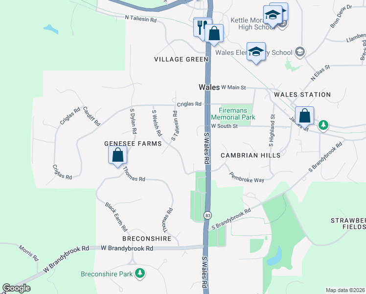 map of restaurants, bars, coffee shops, grocery stores, and more near 412 South Welsh Road in Wales