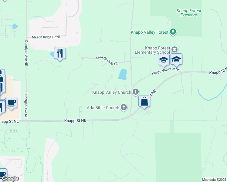 map of restaurants, bars, coffee shops, grocery stores, and more near 2111 By-Waters Court in Grand Rapids