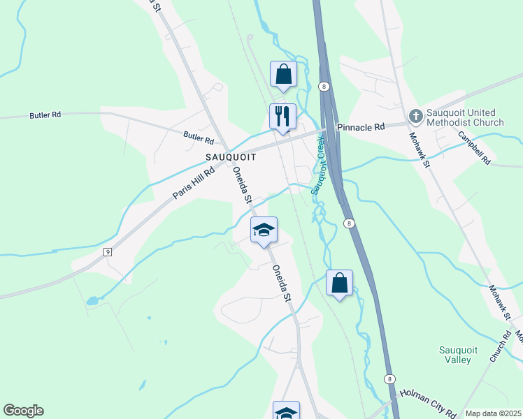 map of restaurants, bars, coffee shops, grocery stores, and more near 2874 Oneida St in Paris