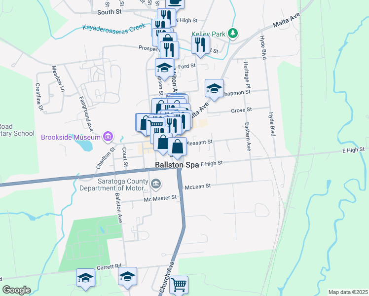 map of restaurants, bars, coffee shops, grocery stores, and more near 6 Pleasant Street in Ballston Spa