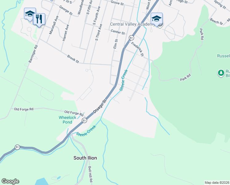 map of restaurants, bars, coffee shops, grocery stores, and more near 429 Otsego Street in Ilion