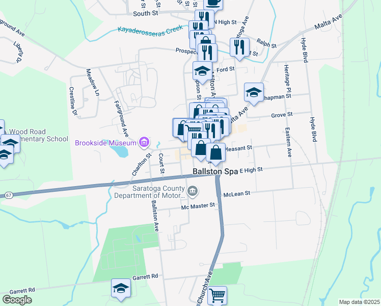 map of restaurants, bars, coffee shops, grocery stores, and more near 39 Bath Street in Ballston Spa