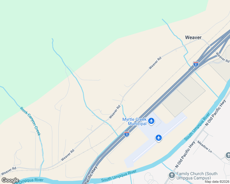 map of restaurants, bars, coffee shops, grocery stores, and more near 777 Weaver Road in Myrtle Creek