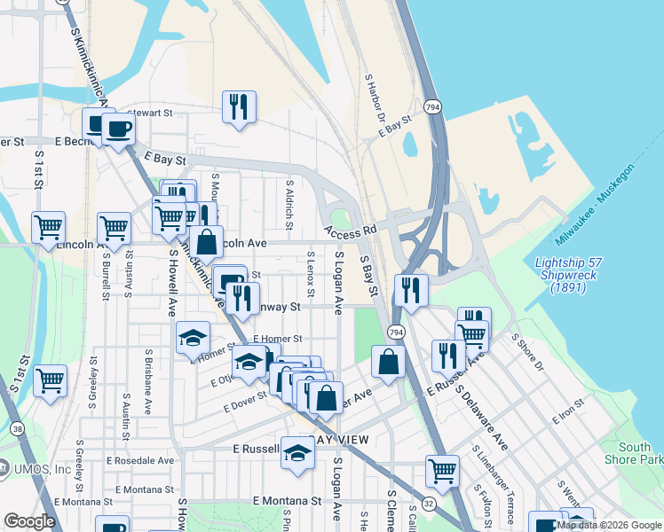 map of restaurants, bars, coffee shops, grocery stores, and more near 930 East Linus Street in Milwaukee