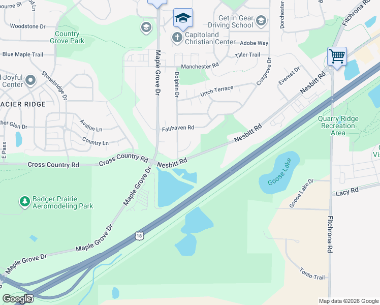 map of restaurants, bars, coffee shops, grocery stores, and more near 13 Woodcroft Circle in Madison