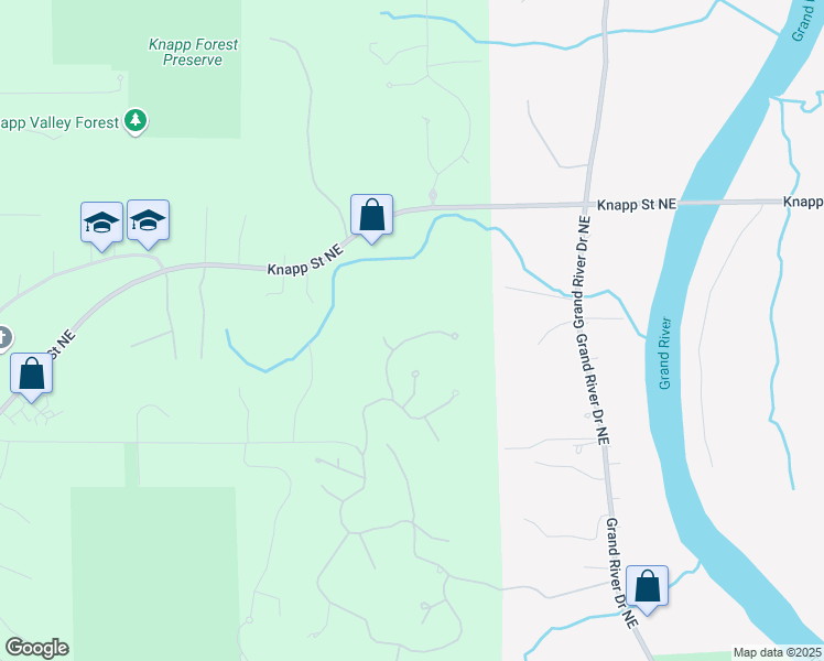 map of restaurants, bars, coffee shops, grocery stores, and more near 2121 Winding Oak Trail Northeast in Ada
