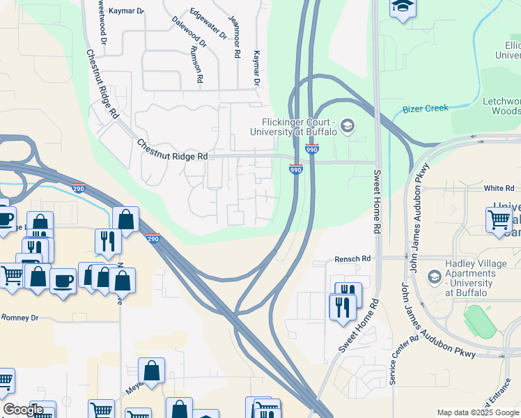 map of restaurants, bars, coffee shops, grocery stores, and more near 14 Keph Drive in Buffalo