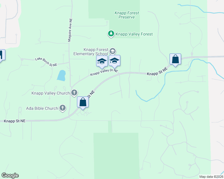 map of restaurants, bars, coffee shops, grocery stores, and more near 4282 Knapp Valley Court Northeast in Grand Rapids