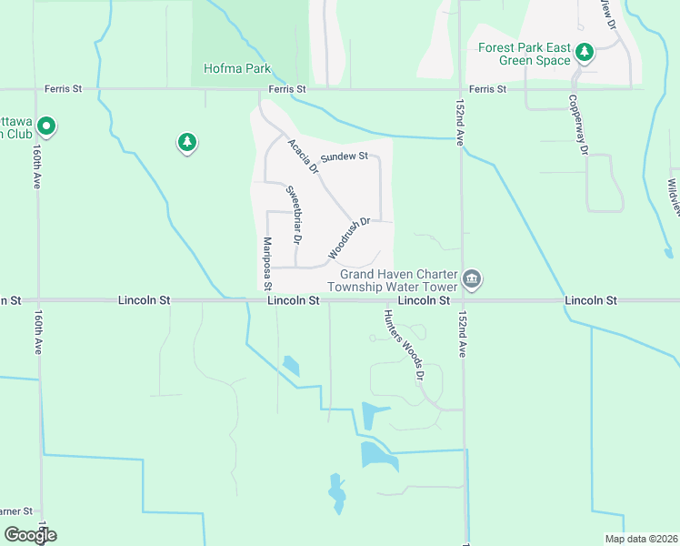 map of restaurants, bars, coffee shops, grocery stores, and more near 13024 Woodrush Court in Grand Haven