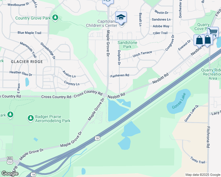 map of restaurants, bars, coffee shops, grocery stores, and more near 4101 Maple Grove Drive in Madison