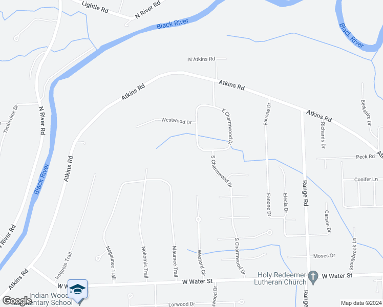 map of restaurants, bars, coffee shops, grocery stores, and more near 3271 West Charmwood Drive in Port Huron