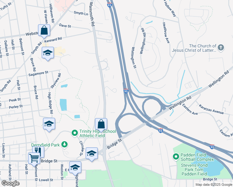 map of restaurants, bars, coffee shops, grocery stores, and more near 3 Sand Piper Valley Condos in Manchester