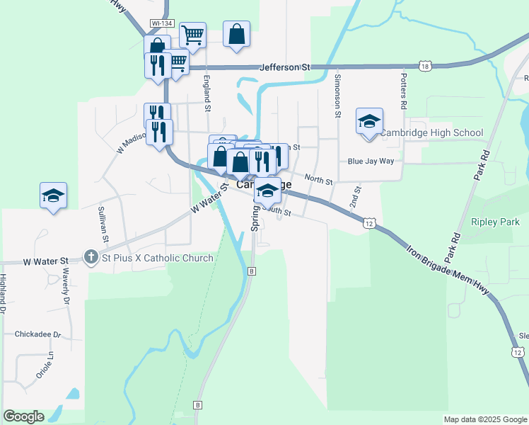 map of restaurants, bars, coffee shops, grocery stores, and more near 103 South Street in Cambridge