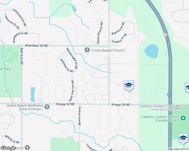 map of restaurants, bars, coffee shops, grocery stores, and more near 2154 Ter Van Drive Northeast in Grand Rapids