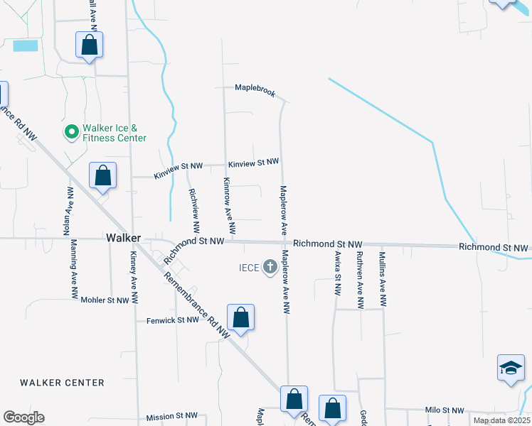 map of restaurants, bars, coffee shops, grocery stores, and more near 3684 Dublin Street Northwest in Grand Rapids