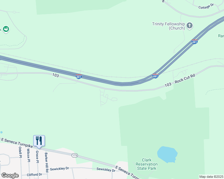 map of restaurants, bars, coffee shops, grocery stores, and more near 6120 Rock Cut Road in Jamesville