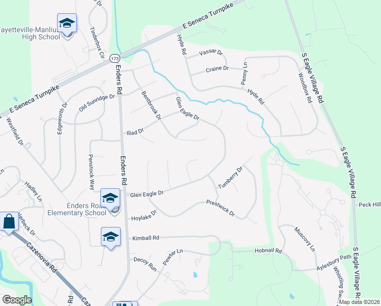 map of restaurants, bars, coffee shops, grocery stores, and more near 4754 Carnoustie Lane in Manlius