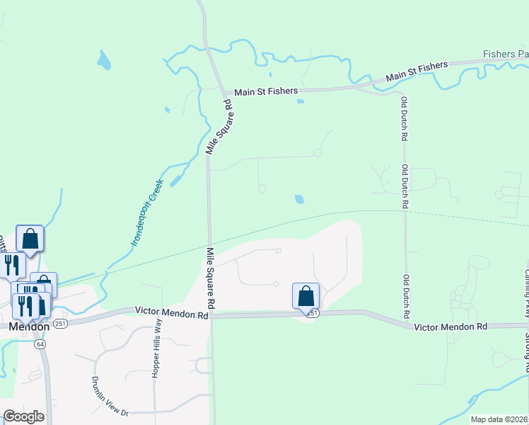 map of restaurants, bars, coffee shops, grocery stores, and more near 6 Windham Circle in Mendon