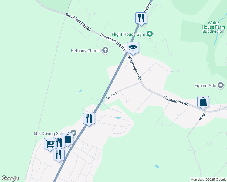map of restaurants, bars, coffee shops, grocery stores, and more near 35 Dow Lane in Rye