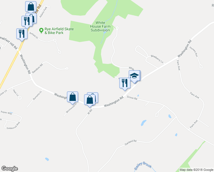 map of restaurants, bars, coffee shops, grocery stores, and more near 961 Washington Road in Rye