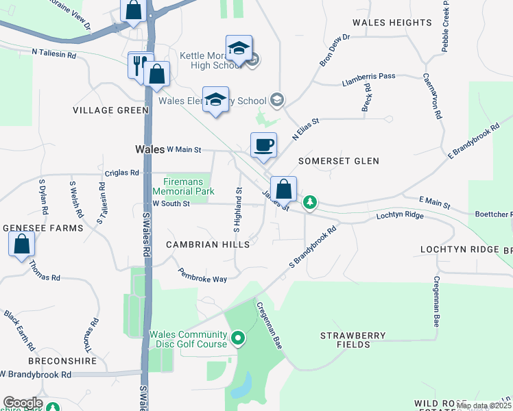 map of restaurants, bars, coffee shops, grocery stores, and more near in Wales