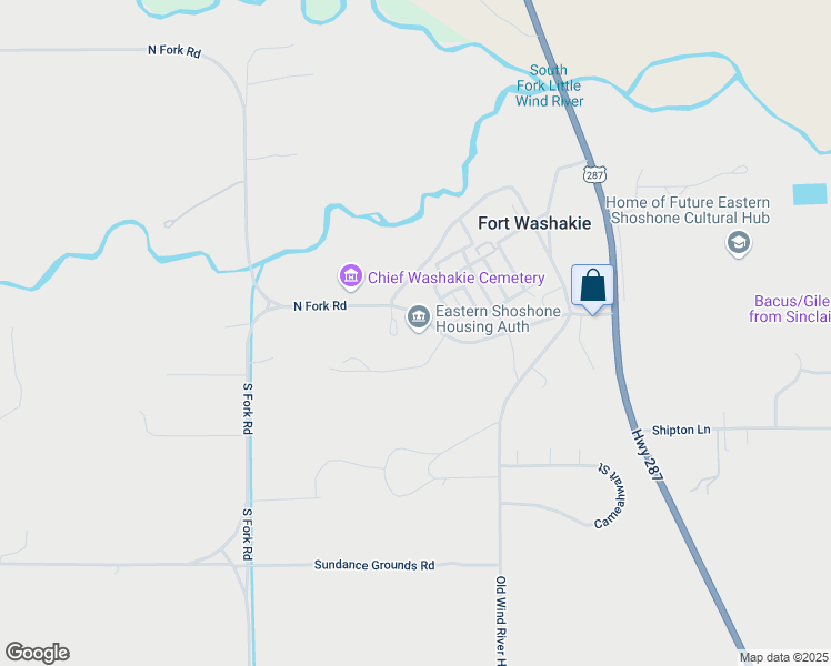 map of restaurants, bars, coffee shops, grocery stores, and more near 37 North Fork Road in Fort Washakie