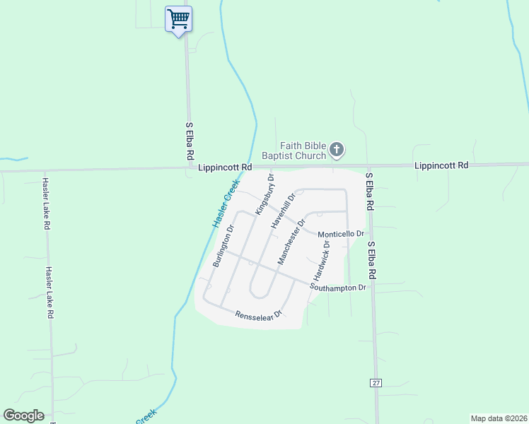 map of restaurants, bars, coffee shops, grocery stores, and more near 1805 Kingsbury Drive in Lapeer