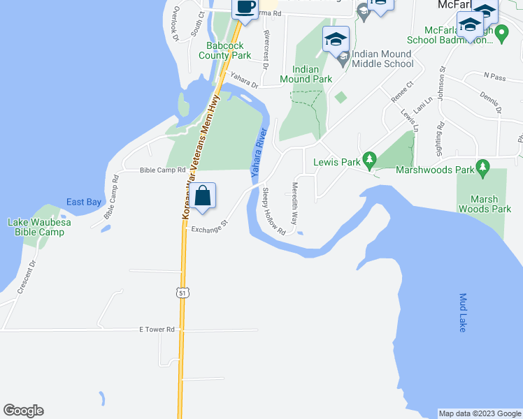 map of restaurants, bars, coffee shops, grocery stores, and more near 6611 Sleepy Hollow Road in McFarland