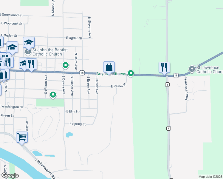 map of restaurants, bars, coffee shops, grocery stores, and more near 722 East Reinel Street in Jefferson